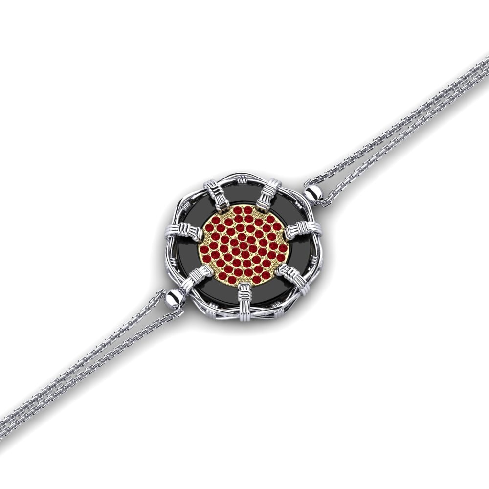 9ct White & Yellow Gold Red Zirconia Women's Bracelet Ninaf