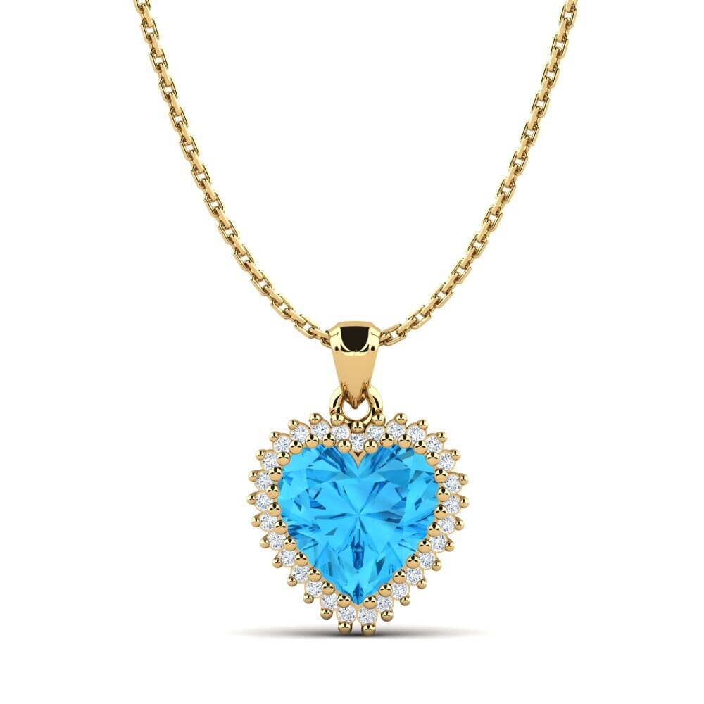 14ct Yellow Gold Blue Topaz Women's Pendant Nishelle