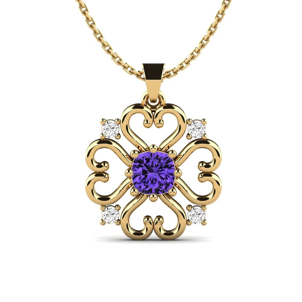 Gelbgold 585 Tansanit Damen anhänger Nixmary