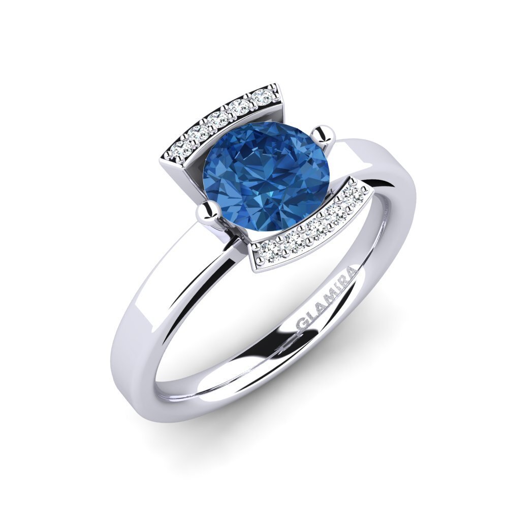 Dark Blue Zirconia Engagement Ring Allecra 1.0 crt
