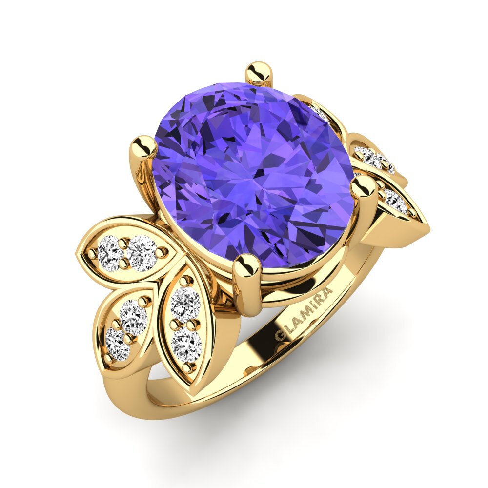 14k Oro Amarillo Tanzanita Anillo Aretha