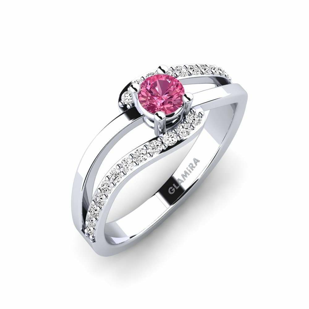 單鑽密鑲 粉紅碧璽 訂婚戒指 Bernarda