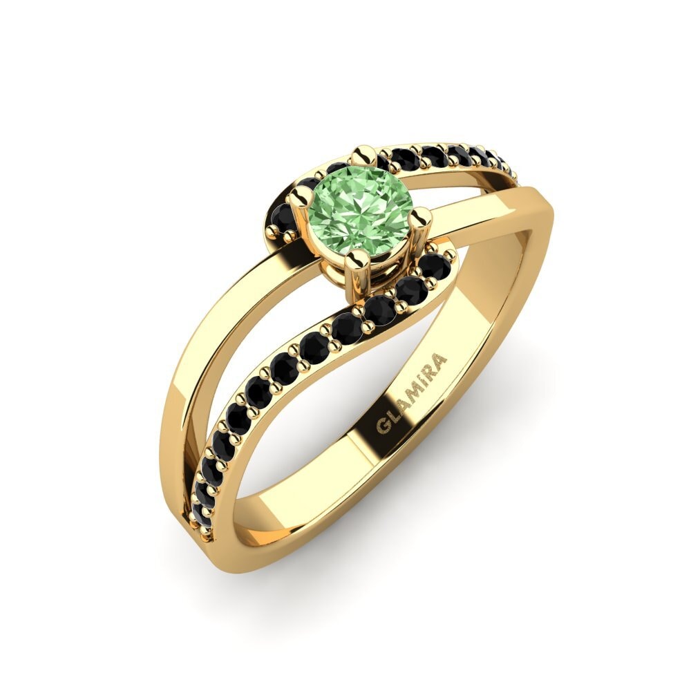 Gelbgold 375 Grüner Diamant Verlobungsring Bernarda