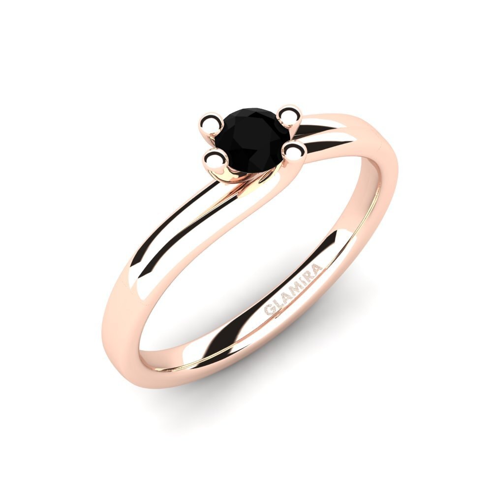 14ct Rose Gold Black Sapphire Engagement Ring Bridal Dream