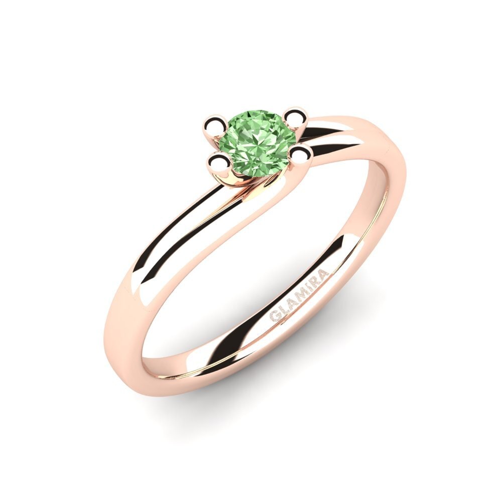 14ct Rose Gold Green Diamond Engagement Ring Bridal Dream