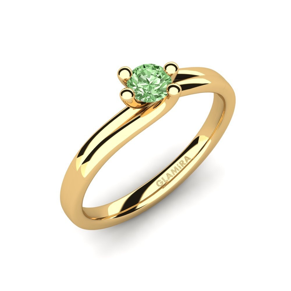 14ct Yellow Gold Green Diamond Engagement Ring Bridal Dream