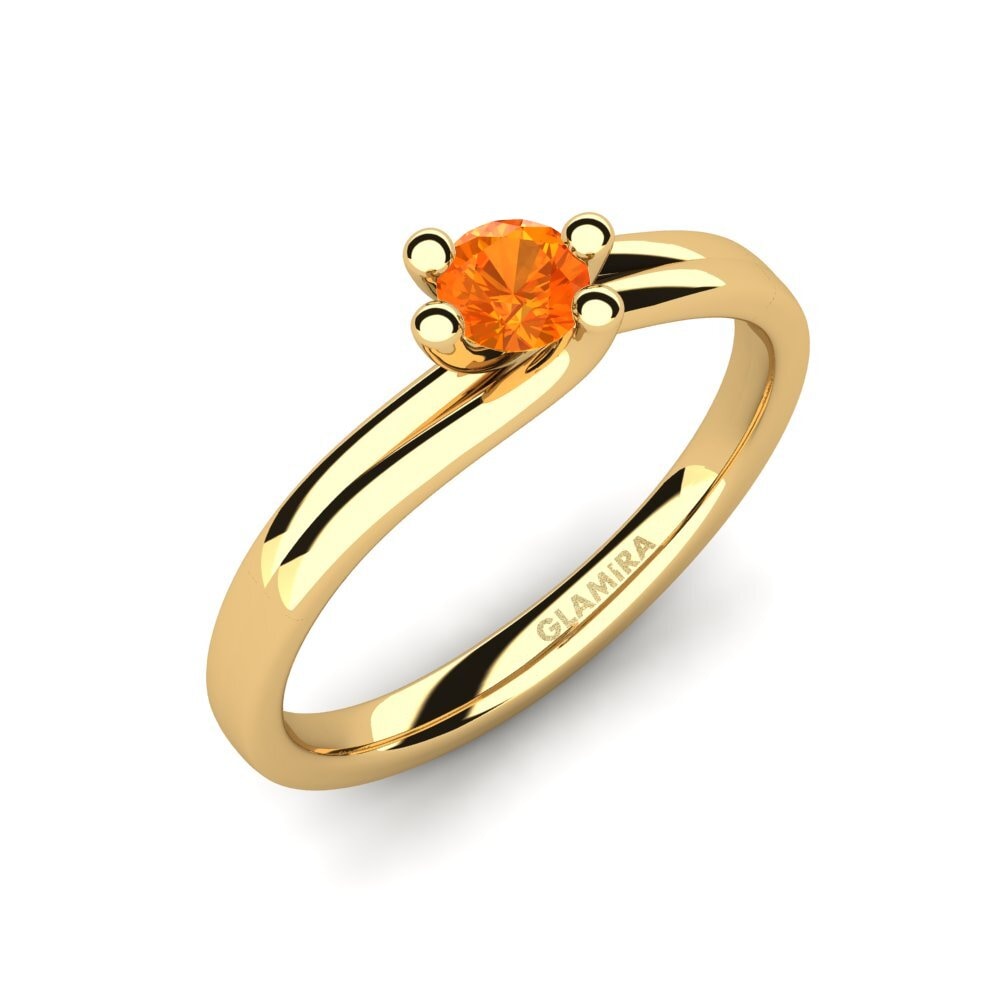14ct Yellow Gold Orange Sapphire Engagement Ring Bridal Dream