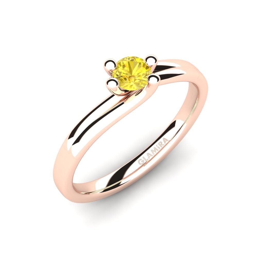 14ct Rose Gold Yellow Sapphire Engagement Ring Bridal Dream
