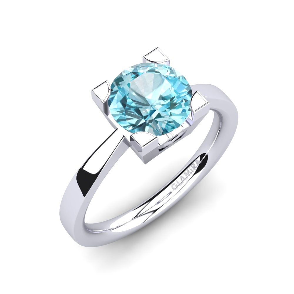 Blue Zircon Engagement Ring Calmar 1.6 crt