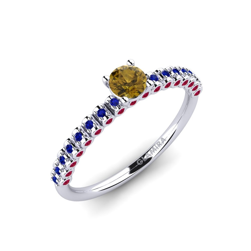 Bague En Argent Avec Saphir, Quartz Et Zircons - Neuf Sans Emballage, Bijou élégant