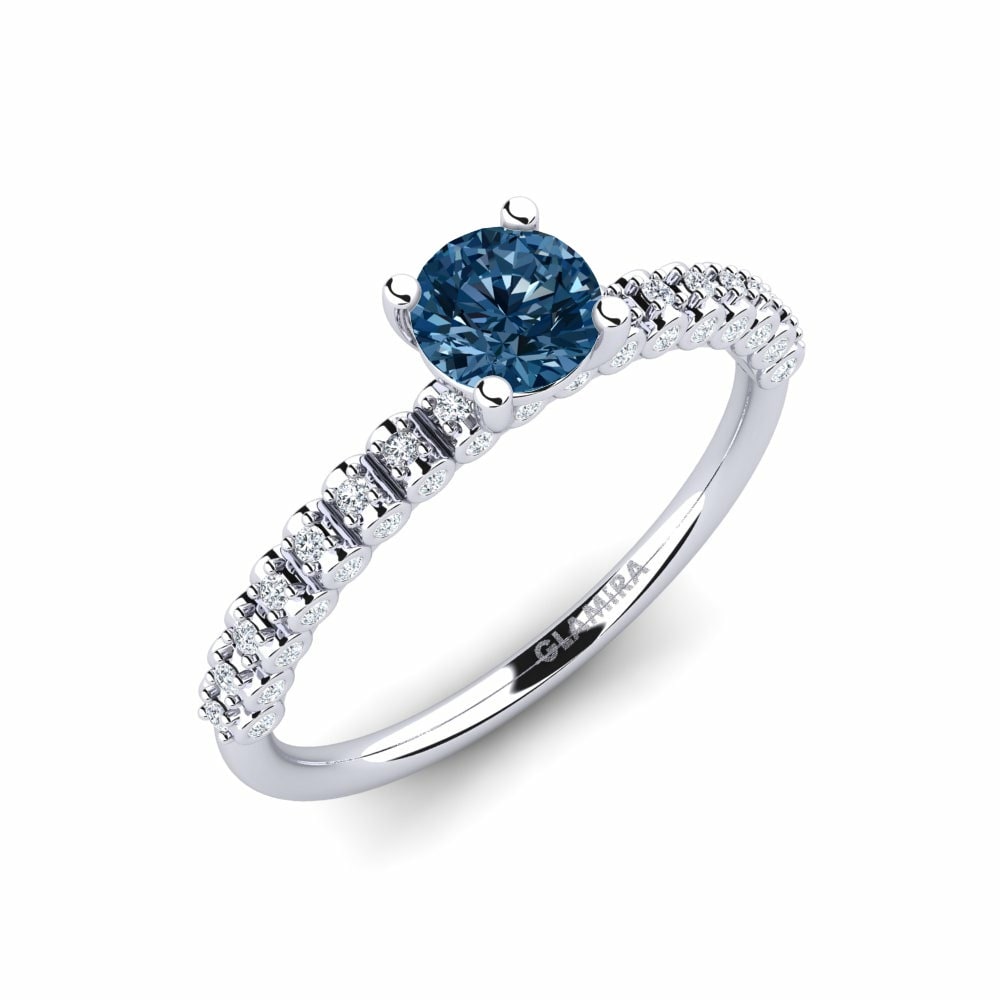 藍色鑽石 鉑金 訂婚戒指 Cannoli 0.5 crt