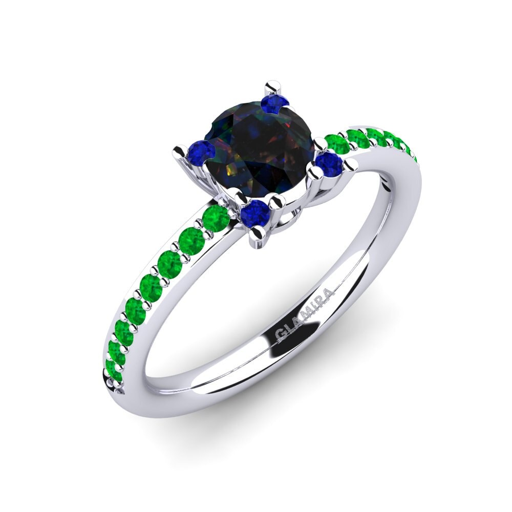 Black Opal Engagement Ring Eglontina