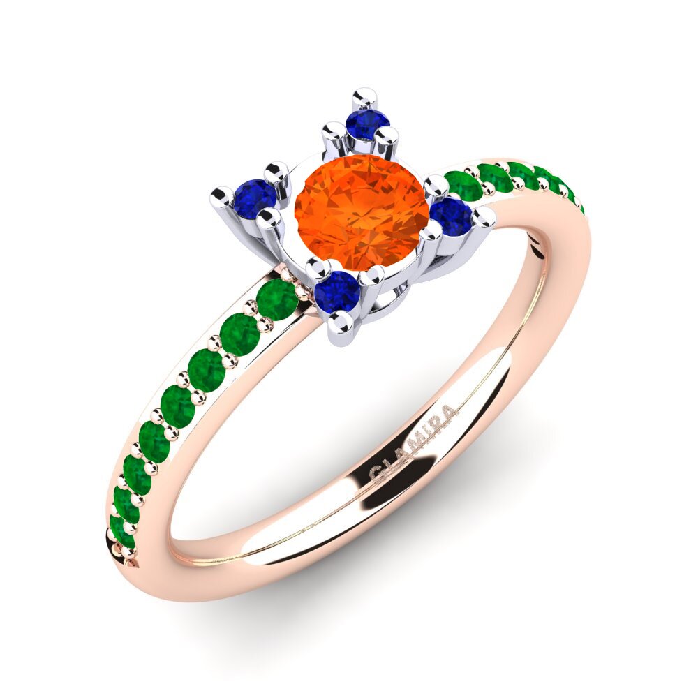18K Rose & White Gold Fire-Opal Engagement Ring Eglontina