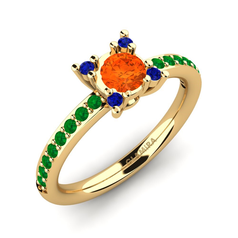 18K Yellow Gold Fire-Opal Engagement Ring Eglontina