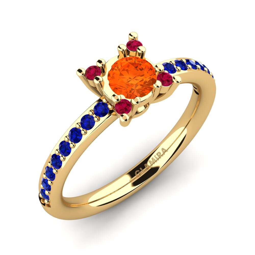 9ct Yellow Gold Fire Opal Engagement Ring Eglontina