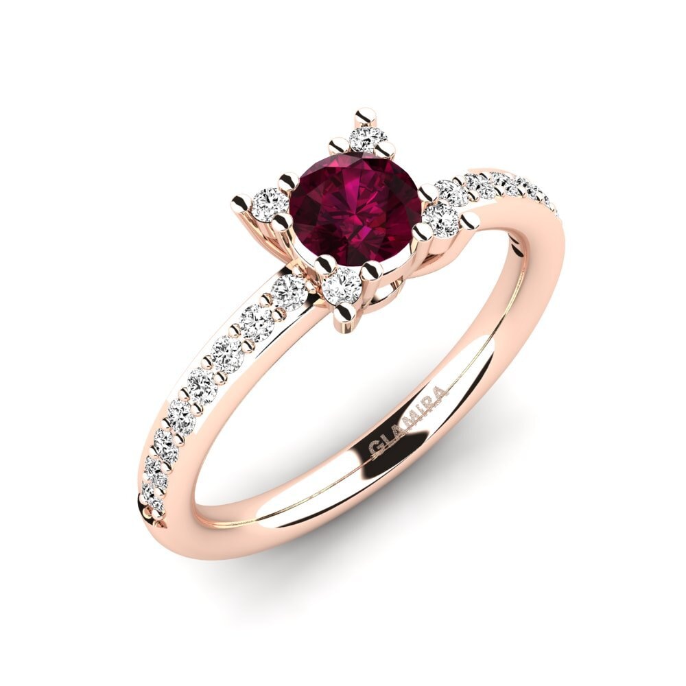 14ct Rose Gold Rhodolite Garnet Engagement Ring Eglontina