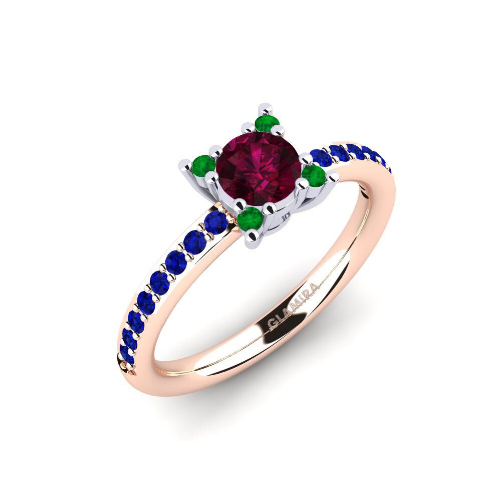 14K Rood & Wit Goud Rhodoliet Granaat Verlovingsring Eglontina