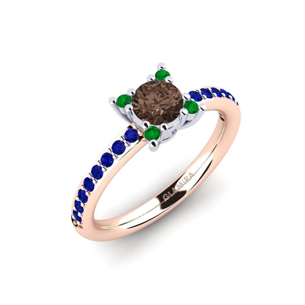 14K Rood & Wit Goud Rook Kwarts Verlovingsring Eglontina
