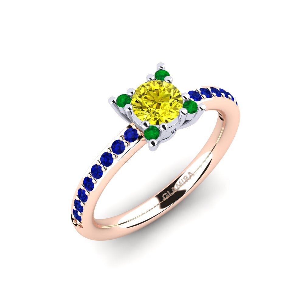 14K Rood & Wit Goud Gele Diamant Verlovingsring Eglontina