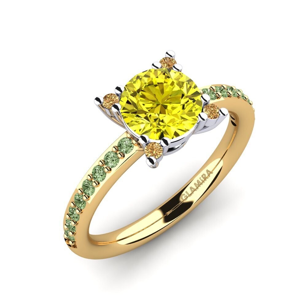 18k Oro Amarillo & Blanco Anillo de compromiso Eglontina 1.25 crt