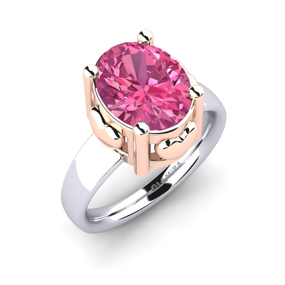 14ct White & Rose Gold Pink Tourmaline Engagement Ring Jeralee