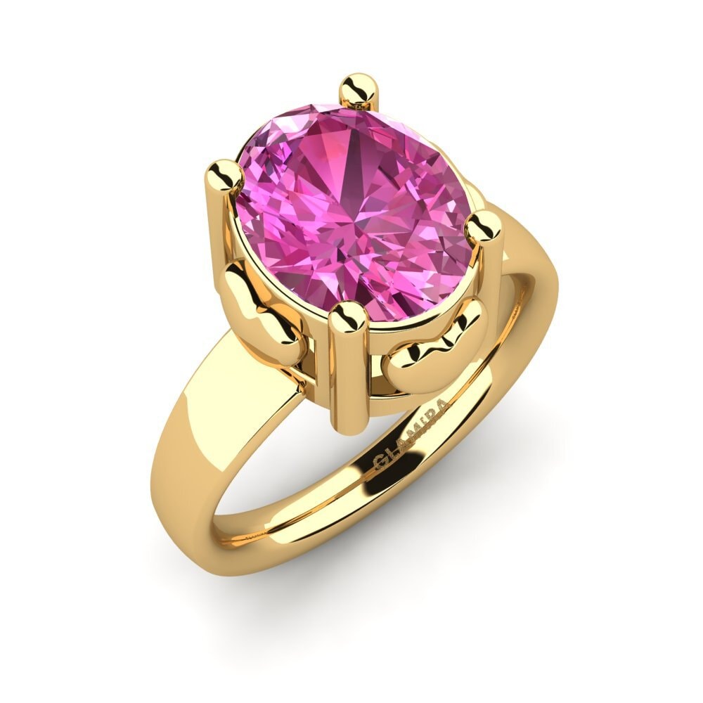 9k Oro Amarillo Topacio Rosa Anillo de compromiso Jeralee