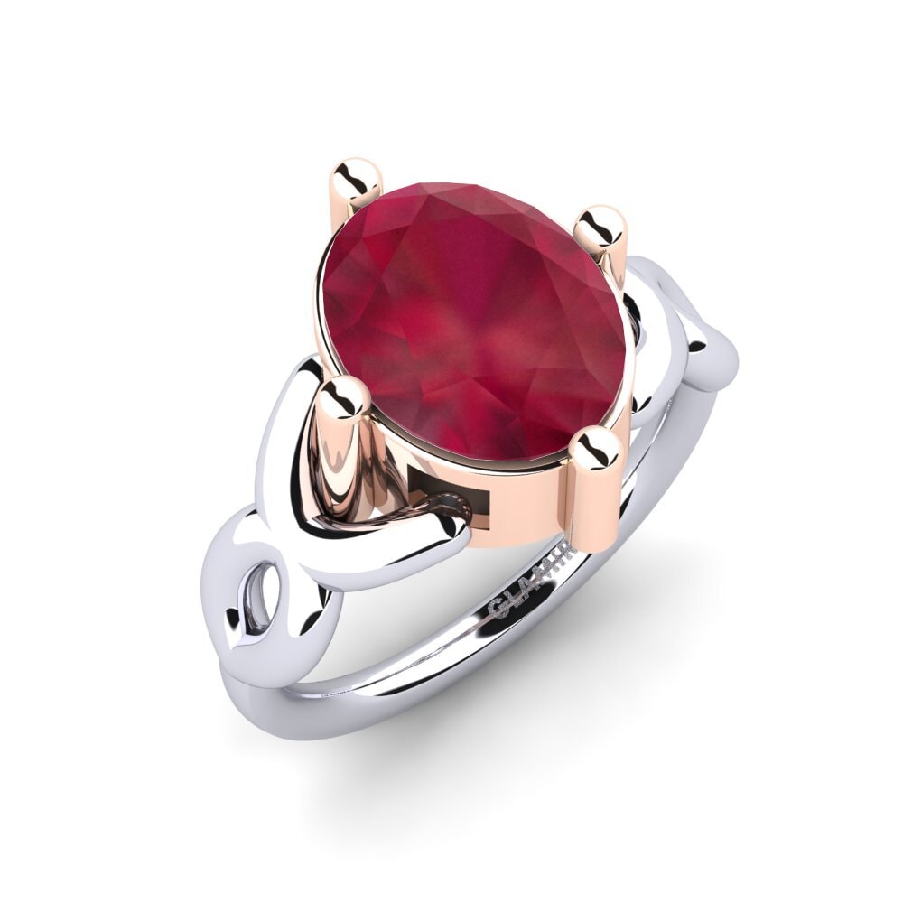 14ct White & Rose Gold Ruby Engagement Ring Joalis