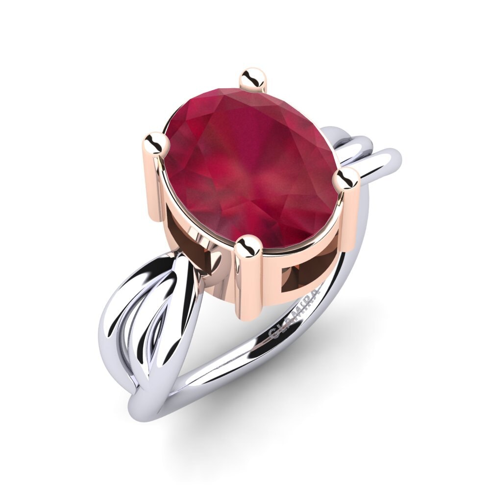 14ct White & Rose Gold Ruby Engagement Ring Lezina
