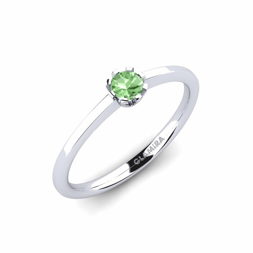 Anillo Linderoth Oro Blanco 585 & Diamante Verde