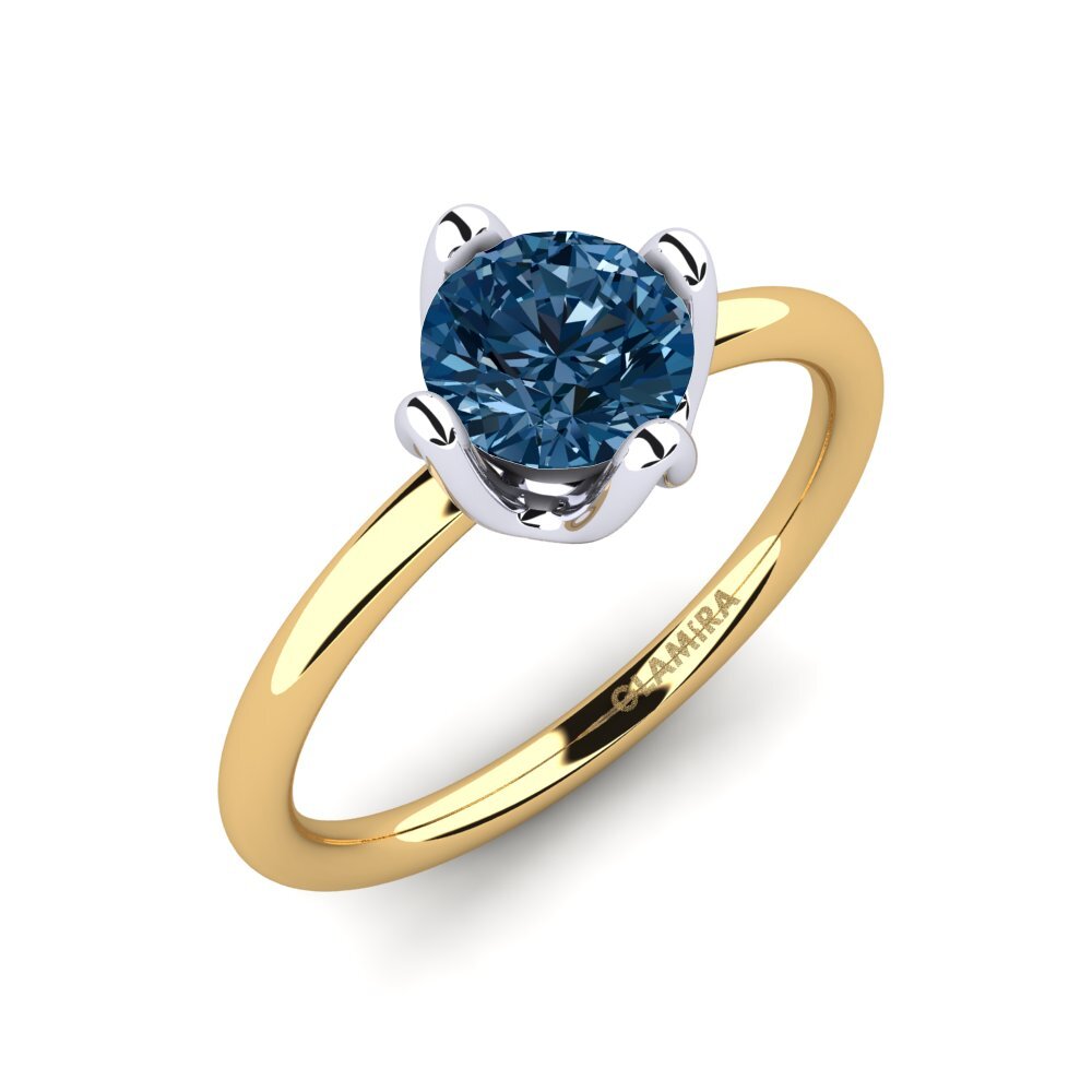 18ct Yellow / White Gold Blue Diamond Engagement Ring Loredana 1.0 crt