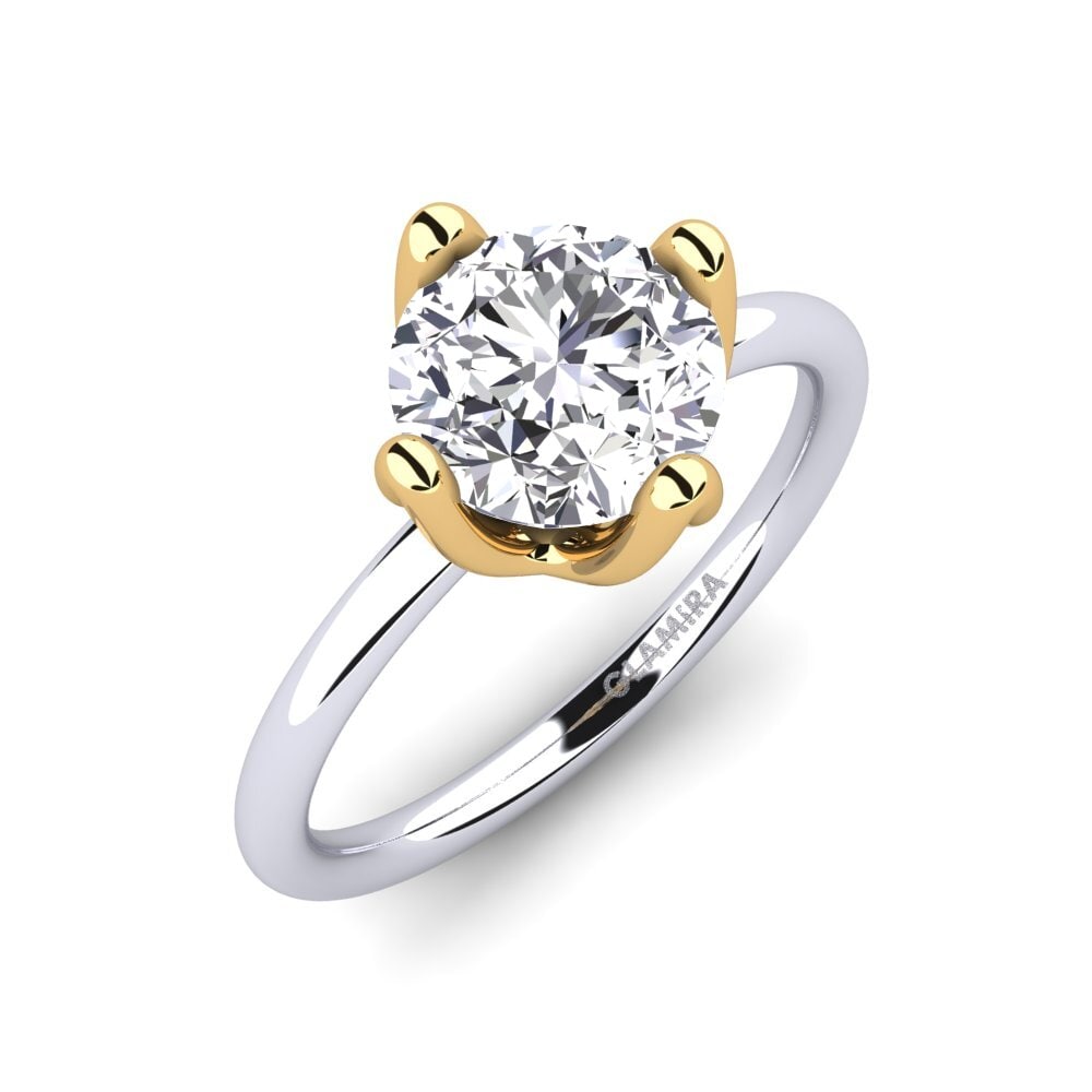 18k Oro Blanco & Amarillo Anillo de compromiso Loredana 2.0 crt