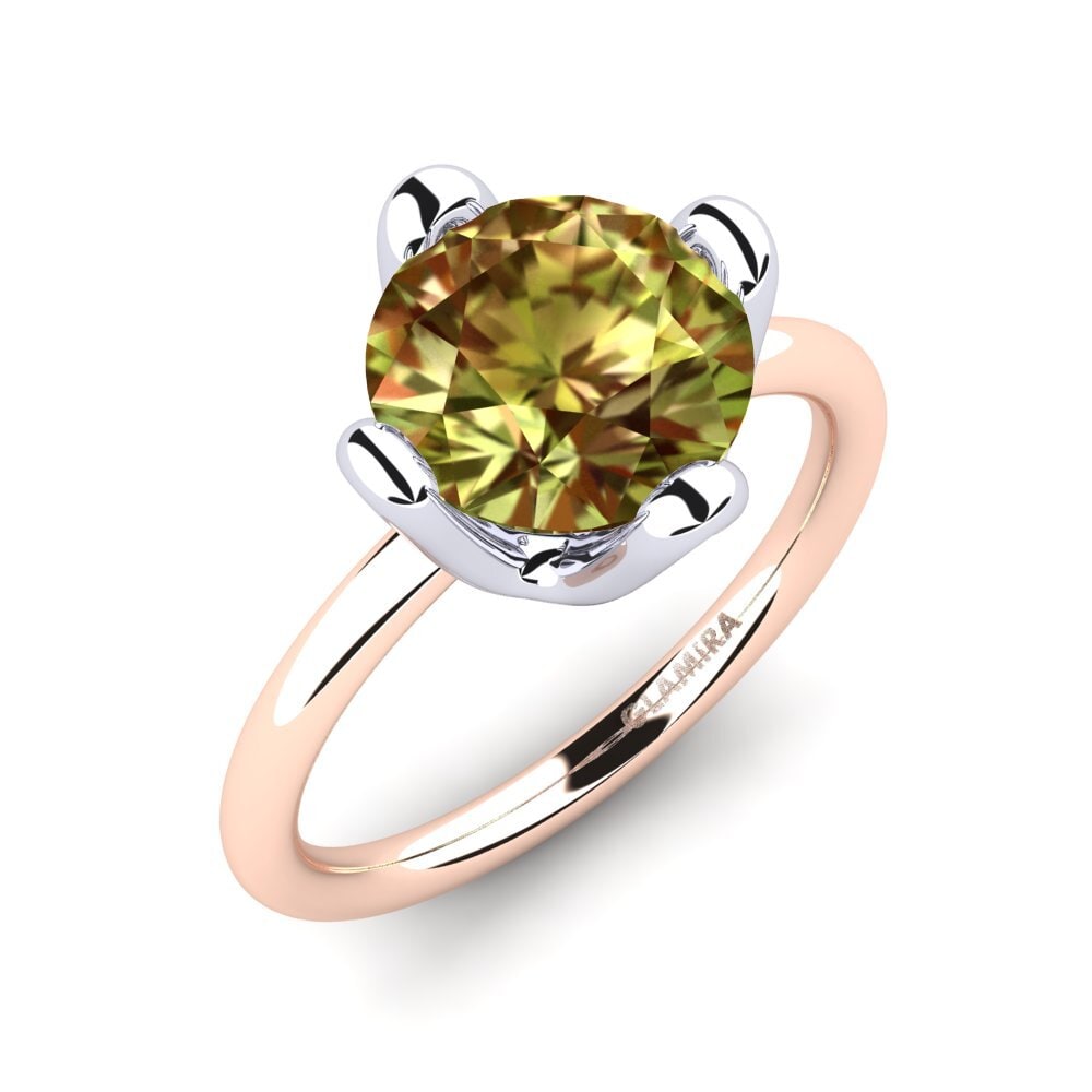 14ct Rose / White Gold Sultan Stone Engagement Ring Loredana 3.0 crt
