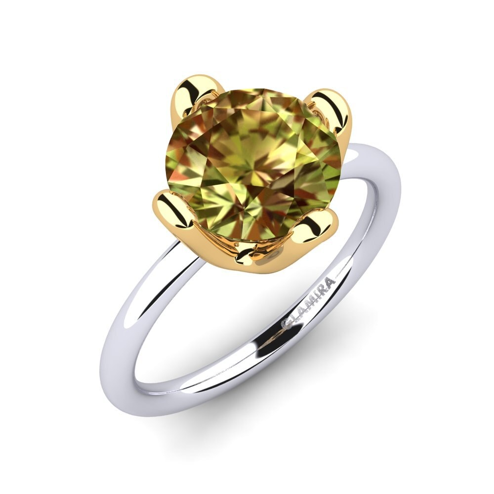 14ct White / Yellow Gold Sultan Stone Engagement Ring Loredana 3.0 crt