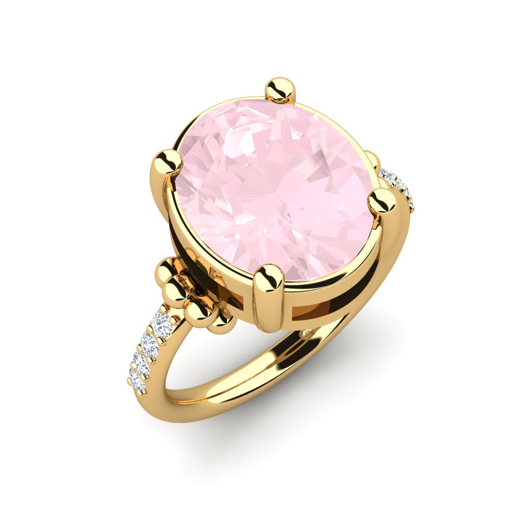 14ct Yellow Gold Rose Quartz Ring Lusiana