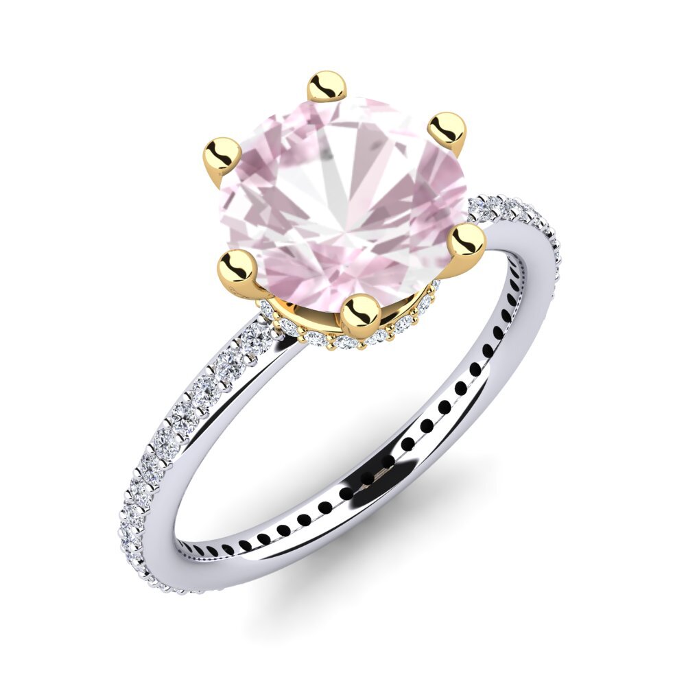 14ct White & Yellow Gold Kunzite Engagement Ring Marinella