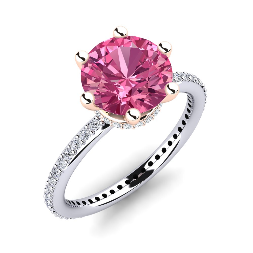 14ct White & Rose Gold Pink Tourmaline Engagement Ring Marinella