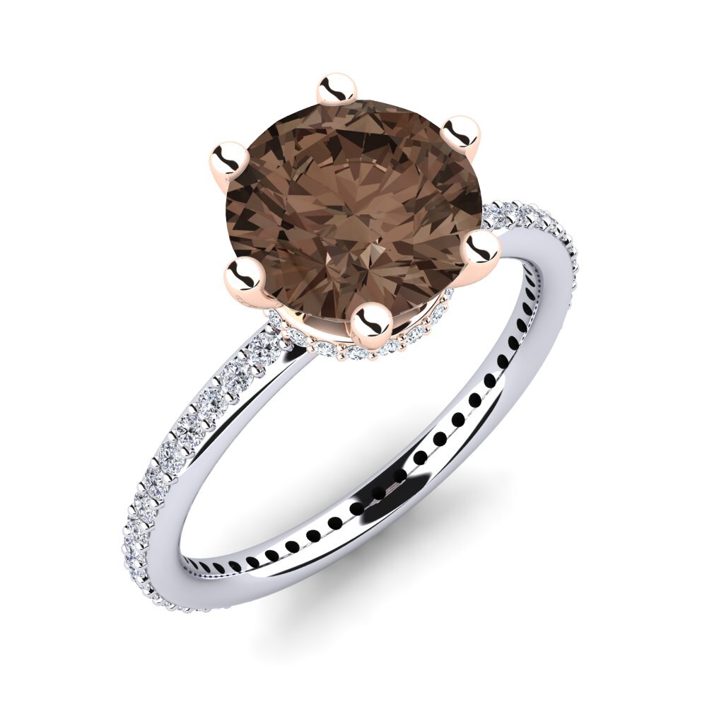 9ct White & Rose Gold Smoky Quartz Engagement Ring Marinella
