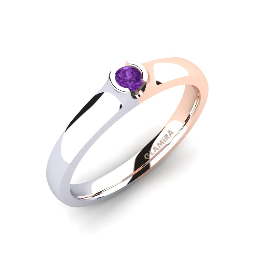 14ct White / Rose Gold Amethyst Engagement Ring Sabrina 0.1 crt