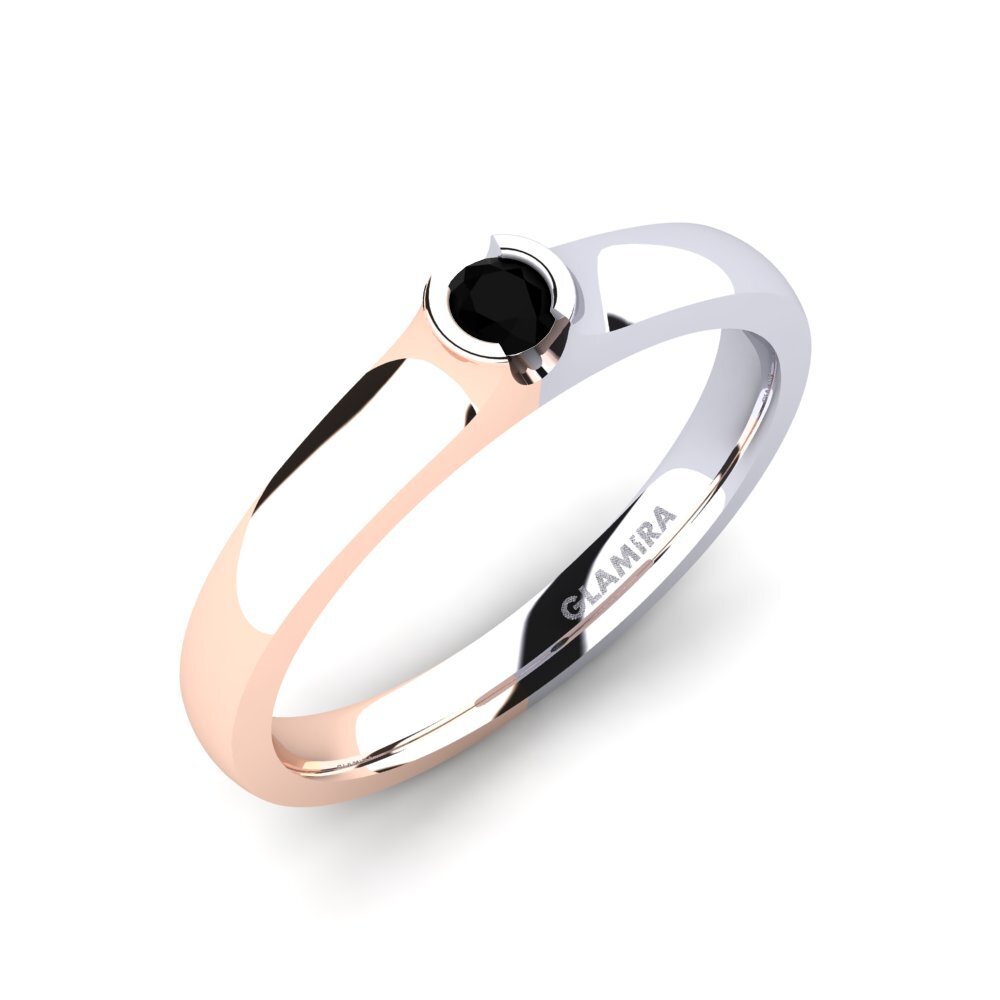 14ct Rose / White Gold Black Onyx Engagement Ring Sabrina 0.1 crt