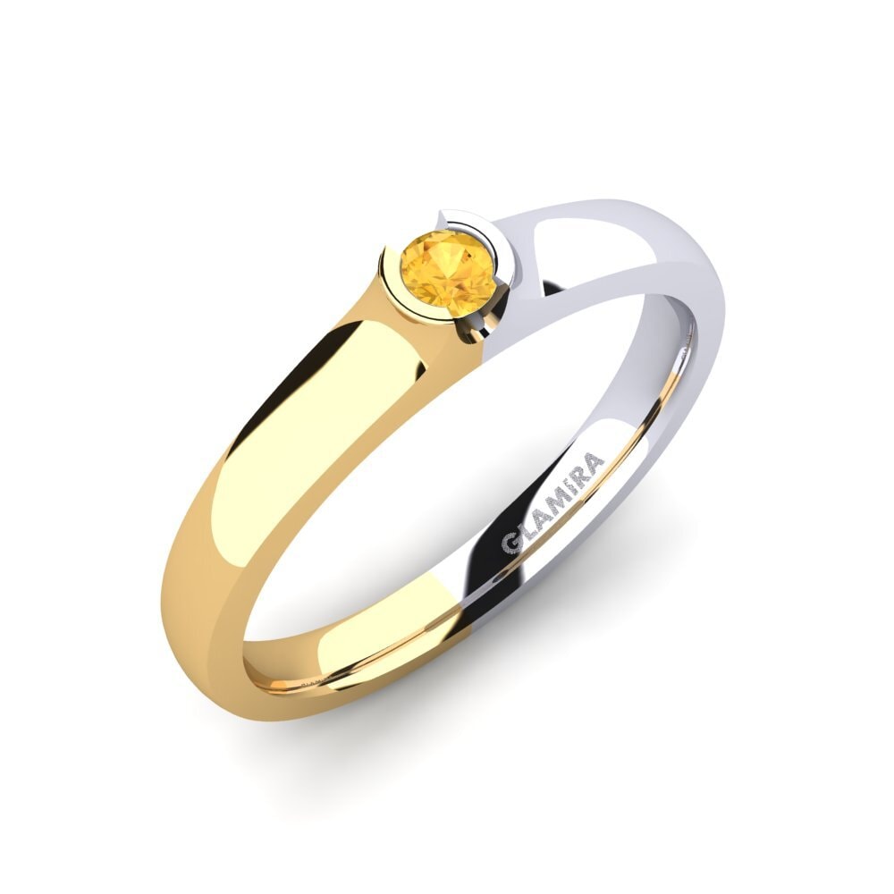 14ct Yellow / White Gold Citrine Engagement Ring Sabrina 0.1 crt