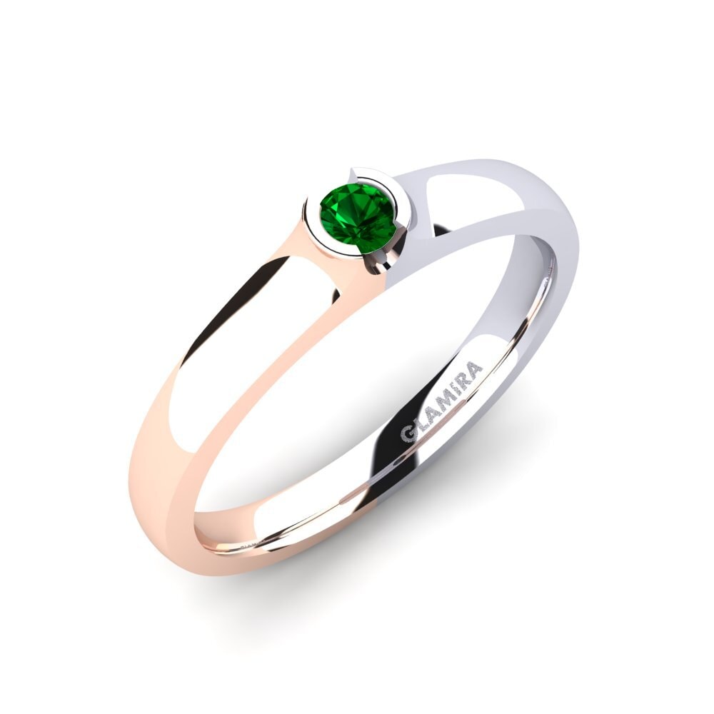 14ct Rose & White Gold Green Zirconia Engagement Ring Sabrina 0.1 crt