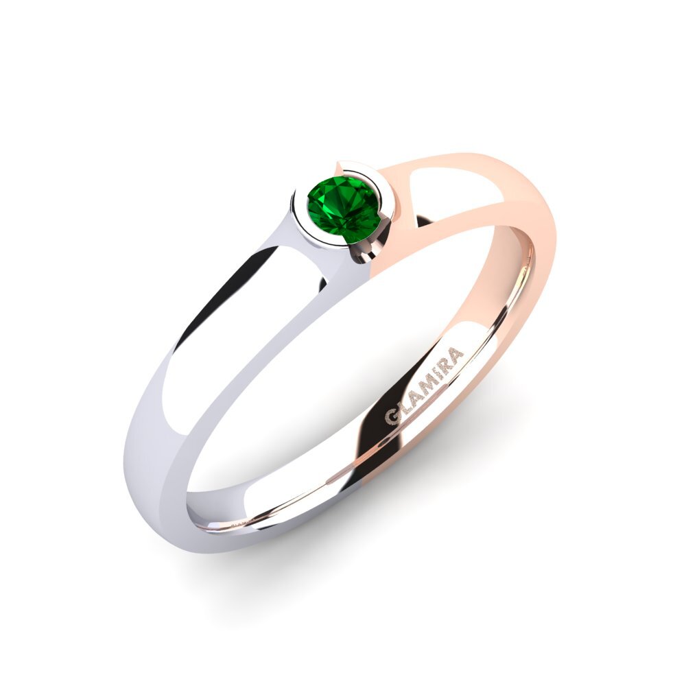 14k White & Rose Gold Green Zirconia Engagement Ring Sabrina 0.1 crt