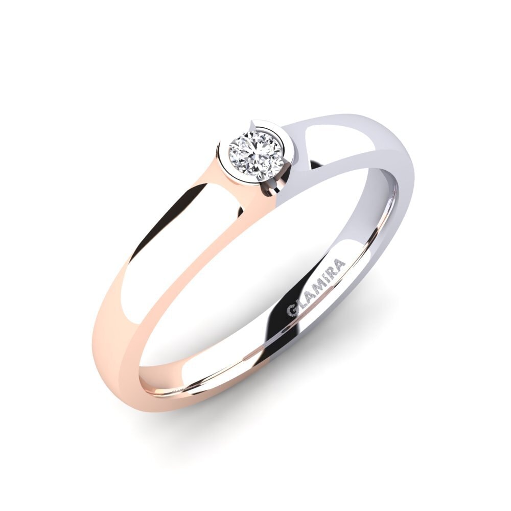 9ct Rose / White Gold Moissanite Engagement Ring Sabrina 0.1 crt