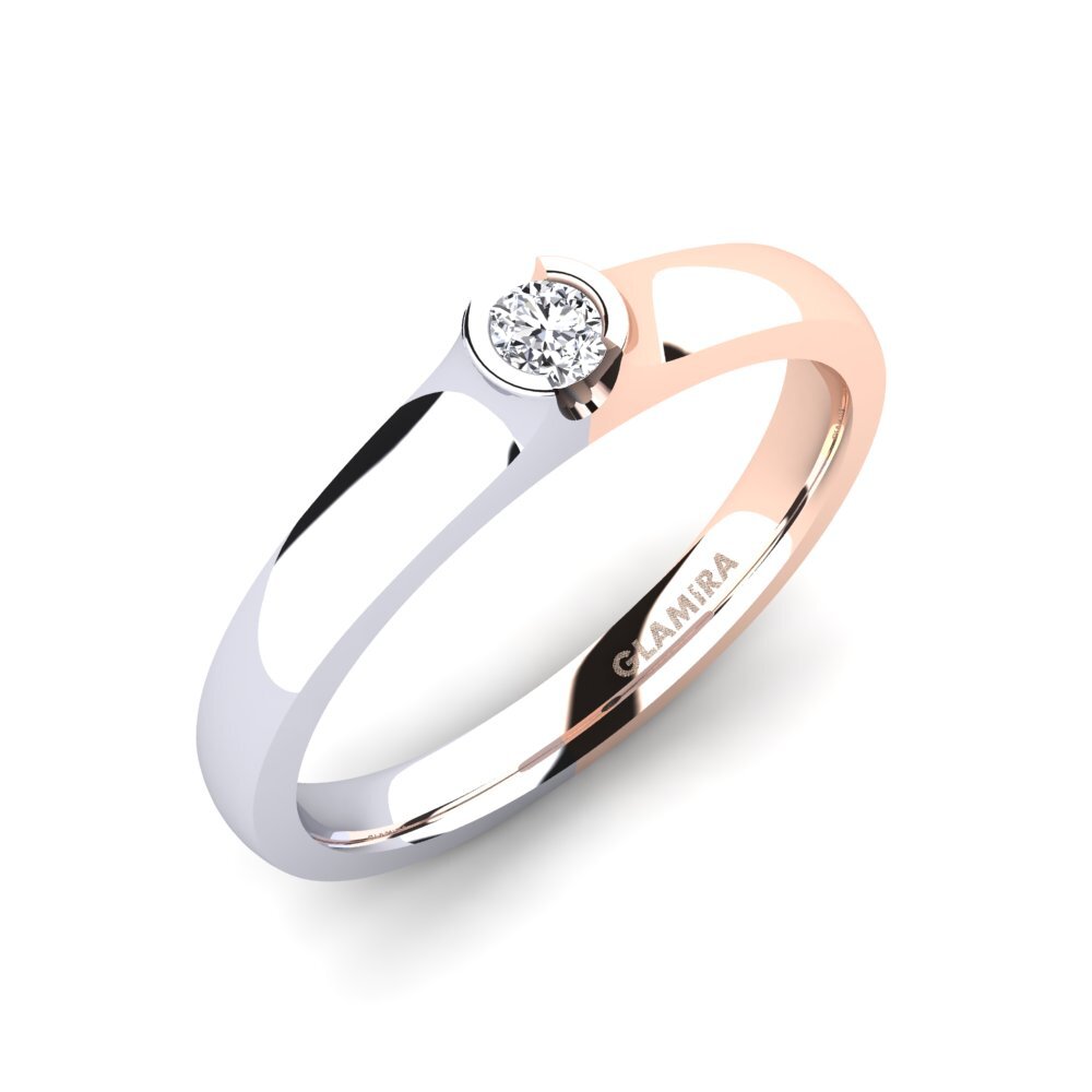 9ct White / Rose Gold Moissanite Engagement Ring Sabrina 0.1 crt