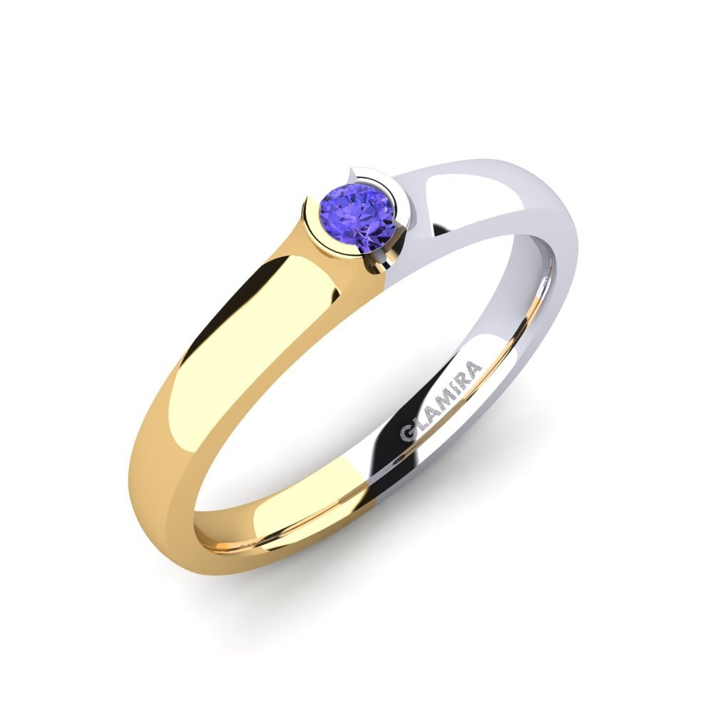 14ct Yellow / White Gold Tanzanite Engagement Ring Sabrina 0.1 crt