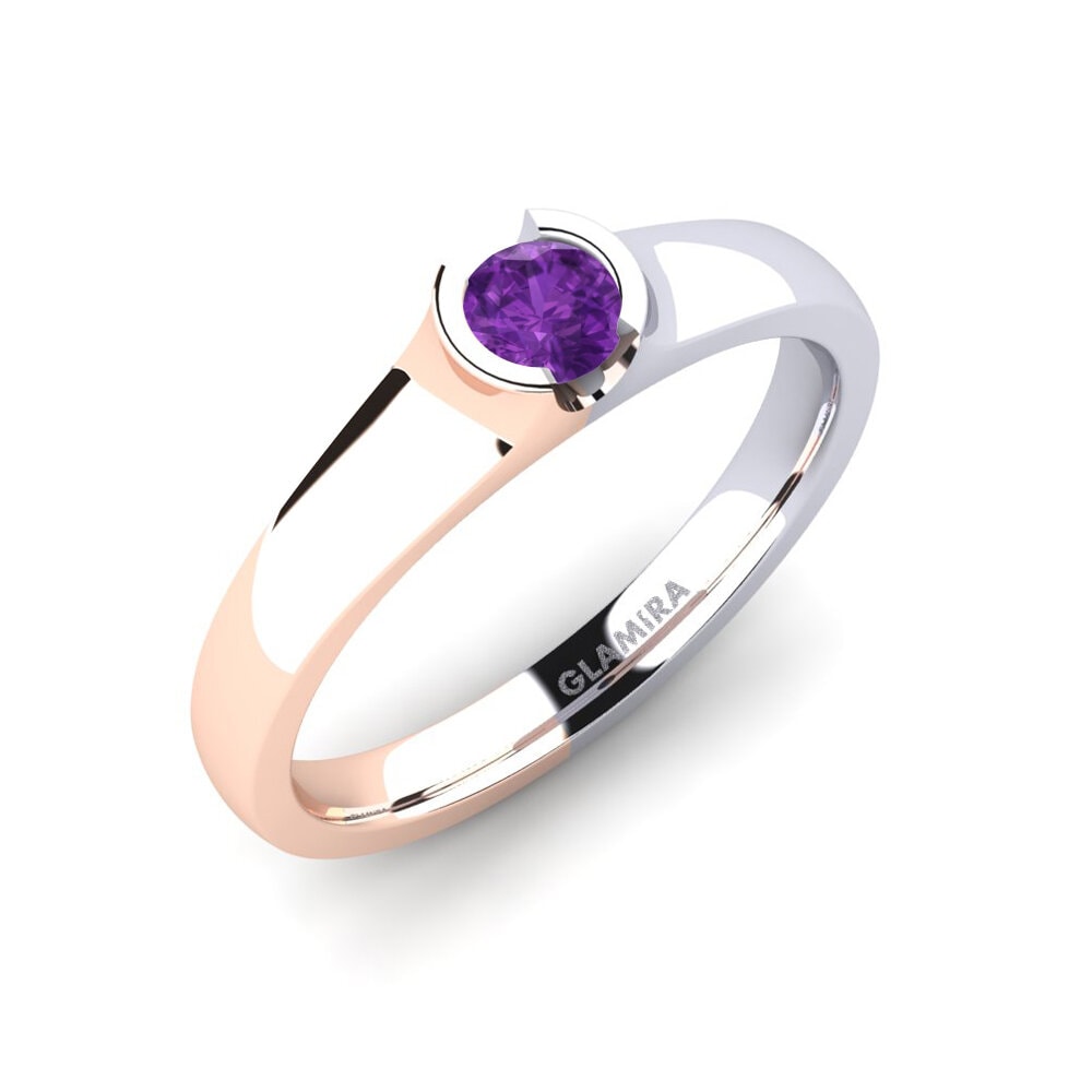 14ct Rose / White Gold Amethyst Engagement Ring Sabrina 0.25 crt