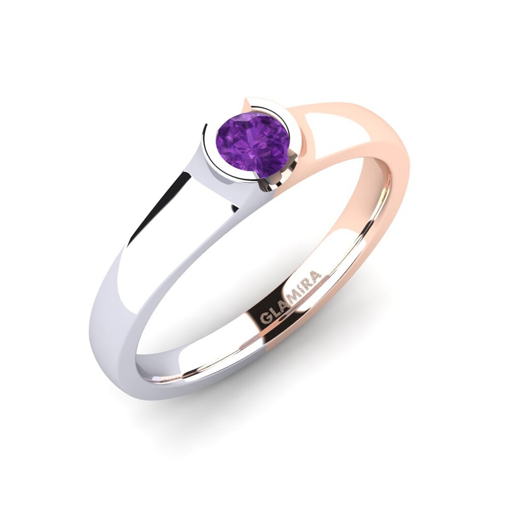 14ct White / Rose Gold Amethyst Engagement Ring Sabrina 0.25 crt