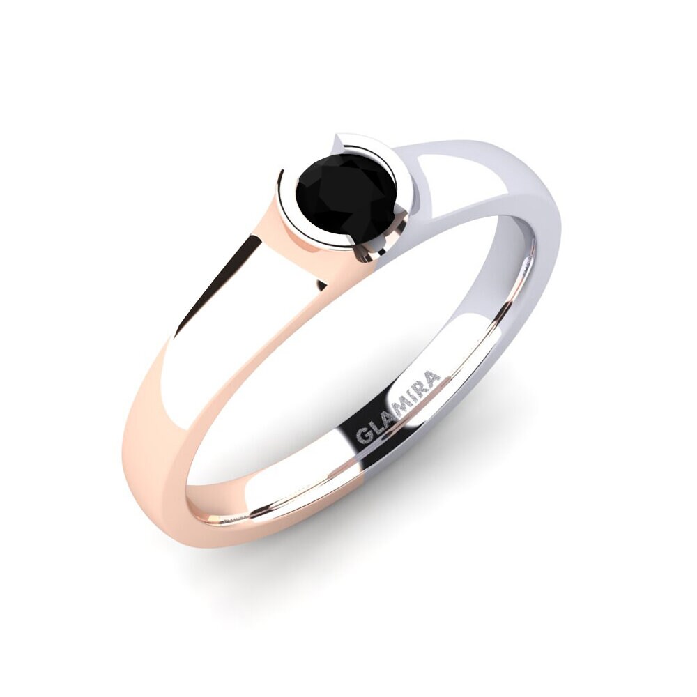 14ct Rose / White Gold Black Onyx Engagement Ring Sabrina 0.25 crt