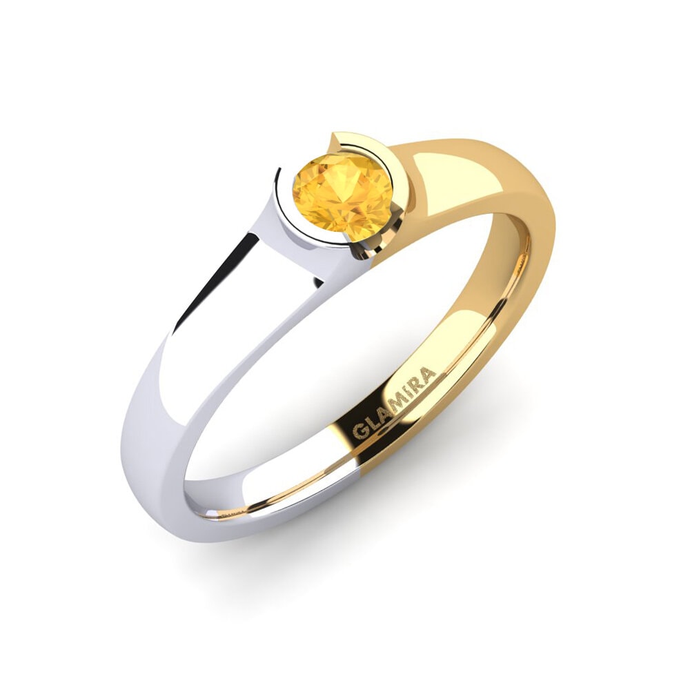 14ct White / Yellow Gold Citrine Engagement Ring Sabrina 0.25 crt