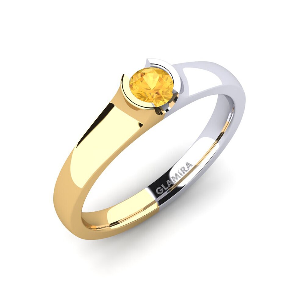 14ct Yellow / White Gold Citrine Engagement Ring Sabrina 0.25 crt
